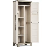 KETER Armadio da Esterno Portascope in Plastica Antipioggia 2 ante 4 ripiani Dimensioni 65x45x182 cm colore Beige/Grigio