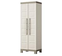 Keter Armadio Portascope Excellence, 4 Ripiani Regolabili & 2 Vaschette Portaoggetti, Beige/Tortora, 65x45x182 H Cm