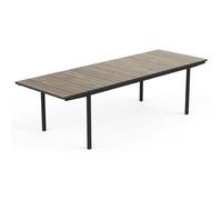 Keter Ashwood Tavolo allungabile da Pranzo Esterno per Giardino e Terrazza, 200-280, Adatto per 6 Persone, Piano in Finitura Effetto Legno, Struttura in Metallo Grafite