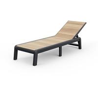 Keter Avon Lettino Prendisole Pieghevole da Esterno, Ideale per Giardino e Terrazzo, Finitura Effetto Legno, 191,5x58x34,5H cm, Colore Marrone