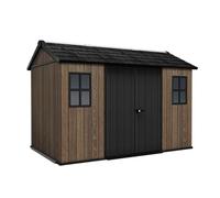 Keter Casetta da Giardino Apex 7511/1175 Walnut, Effetto Legno Noce Naturale, Porte e Finestre Orientabili, 5,2 m², 230x350x246H cm