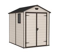 Keter Casetta da Giardino Manor 6x5, Finitura Effetto Legno Graffiato, Beige, 185x152x226H Cm