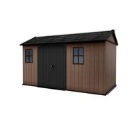 Keter Casetta da Giardino Newton 7513/1375, Effetto Legno Naturale, Porte e Finestre Orientabili, Marrone, 7,8 m², 230x413x246H cm