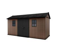 Keter Casetta da Giardino Newton 7515/1575, Effetto Legno Naturale, Porte e Finestre Orientabili, Marrone, 9 m², 230x476x246H cm