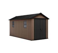Keter Casetta da Giardino Newton 7515/1575, Effetto Legno Naturale, Porte e Finestre Orientabili, Marrone, 9 m², 230x476x246H cm