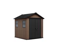 Keter Casetta da Giardino Newton 757/775, Effetto Legno Naturale, Porte e Finestre Orientabili, Marrone, 4 m², 223,8x230x246H cm