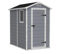 Keter Casetta da giardino Manor 4x6, Finitura Effetto Legno Graffiato, Grigia, 1