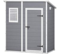 Keter Casetta da giardino Manor Pent 6x4, Finitura Effetto Legno Graffiato, Grigia, 183,5x111x200,5 H Cm
