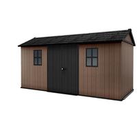 Keter Casetta da Giardino Newton 7515/1575, Effetto Legno Naturale, Porte e Finestre Orientabili, Marrone, 9 m², 230x476x246H cm