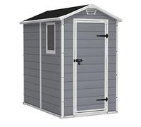 Keter Casetta da giardino Manor 4x6, Finitura Effetto Legno Graffiato, Grigia, 130x192x198 H Cm