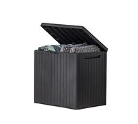 Keter City - Scatola portaoggetti in resina da 30 galloni, per esterni, tavolino per piscina e giardino, colore: grigio scuro