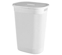Keter Curver Filo Cesta Portabiancheria da Bagno, Bianco, Capacità di 55 Litri, 70% riciclato, 45x35x61H