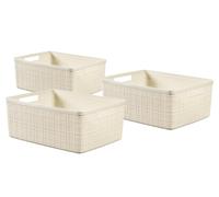 Keter Curver Scatole Portaoggetti Jute, Set da 3, Intreccio Effetto Juta, Perfette per il Bagno, 36x28x15 H cm