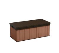 Keter Darwin - Contenitore per mobili da giardino, 380 l, marrone Evotech+, effetto legno, non sbiadisce, resistente alle intemperie, sicuro e sicuro, nessuna manutenzione | 2 anni di garanzia
