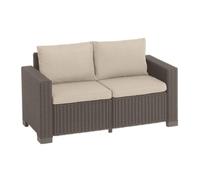 Keter Divano 2 posti da Esterno California Adatto per arredare Il Giardino con Cuscini Inclusi, Color Cappuccino 141x68x71,5 cm