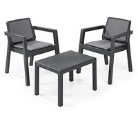 Keter Emily Balcony Set, Set da Esterno con 2 Poltrone e Tavolino, Grafite