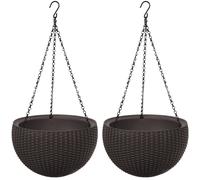 Keter Hanging Sphere Planter bruna - set di 2 vasi sospesi, Ø35 x H22 cm, capaci