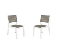 Keter Harmony - Confezione da 2 sedie da giardino, per interni ed esterni, senza braccioli, impilabili, colore: Beige/talpa