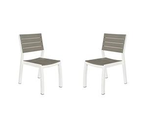 Keter Harmony - Confezione da 2 sedie da giardino, per interni ed esterni, senza braccioli, impilabili, colore: Beige/talpa