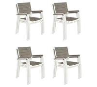 Keter Harmony - Set di 2 sedie impilabili per interni ed esterni, per sala da pranzo e intrattenimento, 2 pezzi, colore cappuccino e bianco