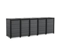 Keter Hide Away - Contenitore per bidoni della spazzatura, 1200 litri, flessibile espandibile, telaio in acciaio, con molle a gas, colore antracite, effetto legno naturale, resistente alle intemperie