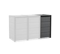 Keter Hide Away - Contenitore per bidoni della spazzatura, 240 litri (estensione), flessibile espandibile, telaio in acciaio, con molle a gas, colore antracite, effetto legno naturale, resistente alle