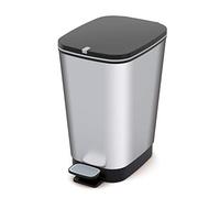 Keter Kis Chic Bin S - Pattumiera a Pedale Ideale per il Bagno con Capacità di 10 Lt, 18X27X30H cm - Grigia Metalizzata