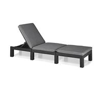 Keter Lettino Prendi Sole Daytona Deluxe da Esterno con Cuscino Incluso, Grafite, 1195 x 65 x 25 Centimetri