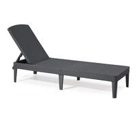 ALLIBERT Lettino Prendisole da Giardino in Resina effetto Rattan 187x58x29h cm colore Grafite - 133825 Jaipur
