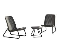 Keter Lounge Rio Patio Set, Set Arredo da Esterno con 2 Sedie e Tavolino, Grafite