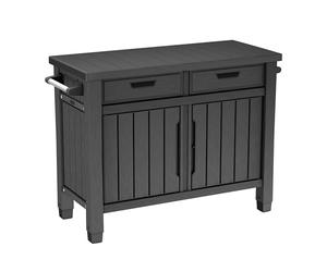 Keter Mobile Barbecue Unity XL, ideale come supporto per la preparazione del barbecue,134x51,7x90H cm, Grafite