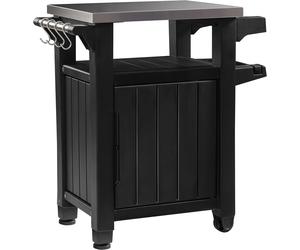 Keter Mobile Supporto Barbecue Unity, 105L, Ripiano in Acciaio, Effetto Legno, 70x54x90H cm