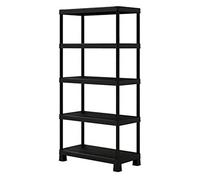 Keter Plus Double Tribac Scaffale con 5 Ripiani Pieni Regolabili e Doppia Opzione di Montaggio, Nero, 90x45x182 cm