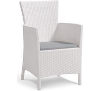Keter Poltrona da Giardino Iowa in Resina Effetto Rattan con Cuscino, Ideale per