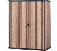 Keter Porta Attrezzi da Esterno Vertical Venetian, Ideale per il Giardino, Finitura Effetto Legno a Doghe, 140x73,6x170,4H cm, 1400 L