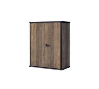 Keter Porta Attrezzi da Esterno Vertical Walnut, Ideale per il Giardino, Finitura Effetto Legno Noce, 140x73,6x170,4H cm, 1400 L