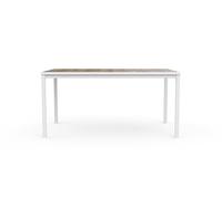 Keter Porto Tavolo da Pranzo Esterno per Giardino e Terrazza, 160x95x75H cm, Adatto per 6 Persone, Piano in Finitura Effetto Legno, Struttura in Metallo Bianca