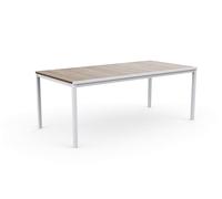 Keter Porto Tavolo da Pranzo Esterno per Giardino e Terrazza, 200x95x75H cm, Adatto per 8 Persone, Piano in Finitura Effetto Legno, Struttura in Metallo Bianca