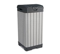 Keter Rockford - Pattumiera in resina con coperchio e scolapiatti per una facile pulizia, perfetta per terrazze, cucine e intrattenimento all'aperto, colore: Grigio
