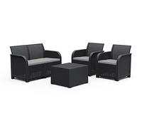 Keter Rosalie Lounge Set da Esterno con Cuscini Inclusi - Poltrone 65X63X74H Divano 113X65X74H Tavolino Contenitore 60X55X39H