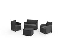 Pidema Set da giardino con 3 divani completi di cuscino e un tavolino in resina, tavolo e poltrone grafite da esterno per terrazzo. - 8711245155951