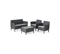Keter Salemo Lounge Set, Set Mobili da Giardino in Rattan con Divano 2 Posti 2 P