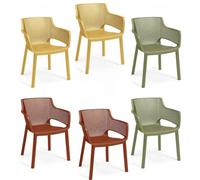 Keter Sedie da Giardino Elisa in Set da 6, 2 Terra, 2 Verde Cedro e 2 Senape, 61x54x79H cm