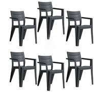 Keter Sedie da Giardino Julie in Set da 6, Colore Grafite, 61,5x58,5x79H cm