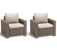 SET KETER CALIFORNIA 2 POLTRONE DIVANETTI IN RATTAN C/CUSCINO CAPPUCCINO (38665)