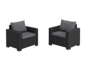 Keter Set 2 divanetti da esterno California adatti per arredare il giardino con cuscini inclusi, color grafite 83x68x71 cm