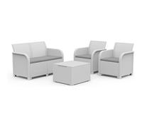 Keter Set 2 Poltrone + Divano + Tavolino contenitore ROSALIE LOUNGE Bianco