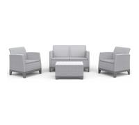 Keter Set 2 Poltrone + Divano + Tavolino Contenitore SCANDI FORMA LOUNGE Grigio Chiaro