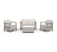 Keter Set 2 Poltrone + Divano + Tavolino Contenitore SCANDI LINEA LOUNGE Beige Chiaro