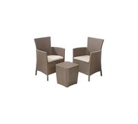 Set Tavolino e 2 Poltrone da Giardino Effetto Rattan Keter Iowa Balcony Cappuccino - 408936
